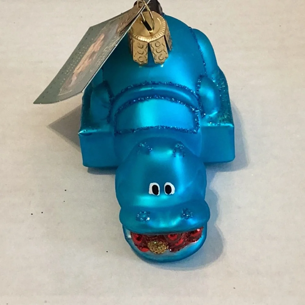 Old World Christmas ‘Hungry Hippo’ Glass Ornament New With Tags Never Displayed